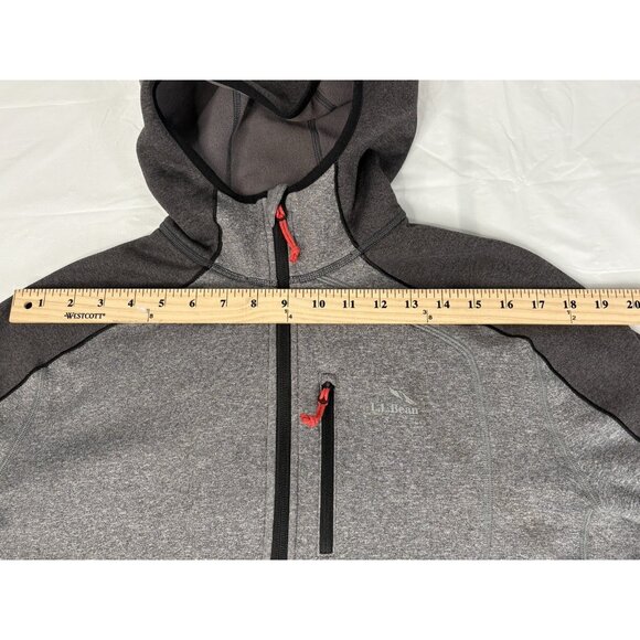 LL Bean Men's L Reg 1/4 Zip Hooded Tech Sweater Fleece Grey Slightly Fitted - Picture 14 of 15